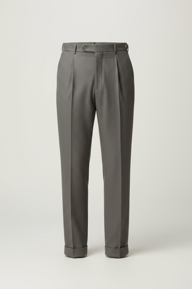 Pantalon À Pince Gris Plissé Tissu Élégant Décontracté - Laine - vue 3