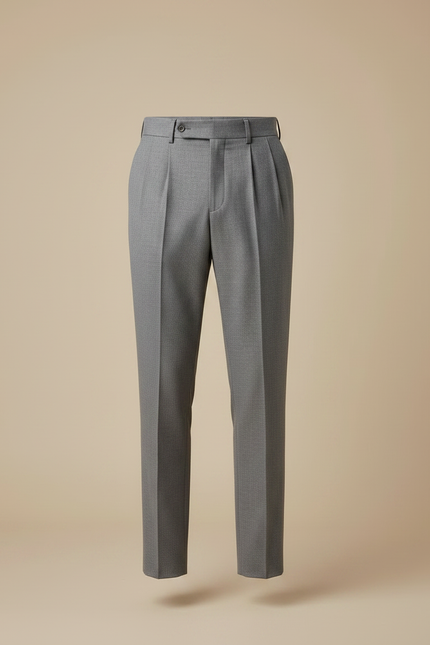 Pantalon À Pince Gris Élégant Plissé Homme Décontracté - Laine - vue 3