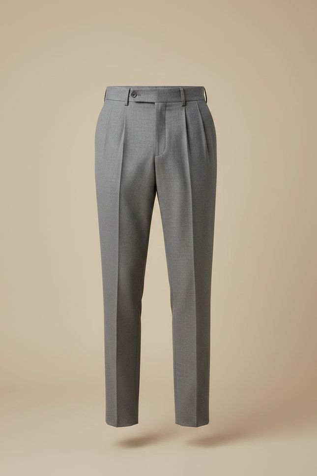 Pantalon À Pince Gris Élégant Plissé Homme Décontracté - Laine - vue 3