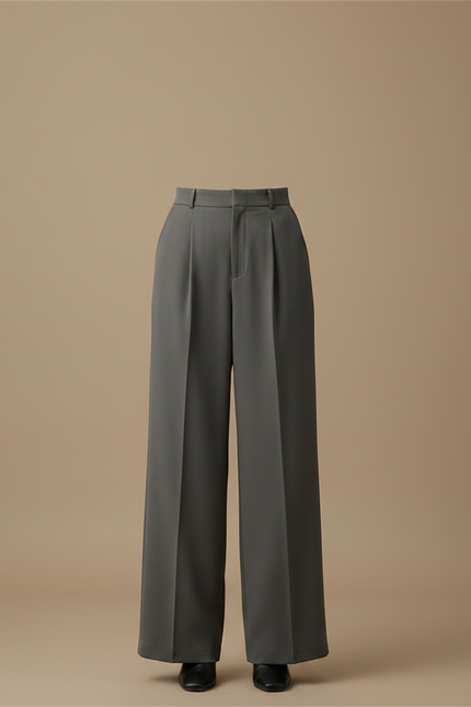 Pantalon À Pince Gris Plissé Ample Élégant Femme - Polyester - vue 3