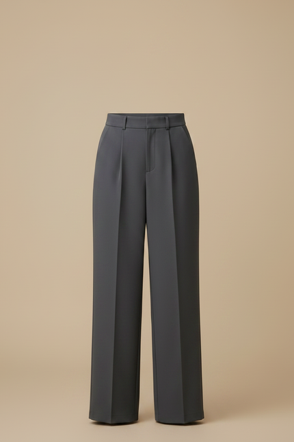 Pantalon À Pince Gris Anthracite Ample Plissé Fluide Femme - Gabardine - vue 3
