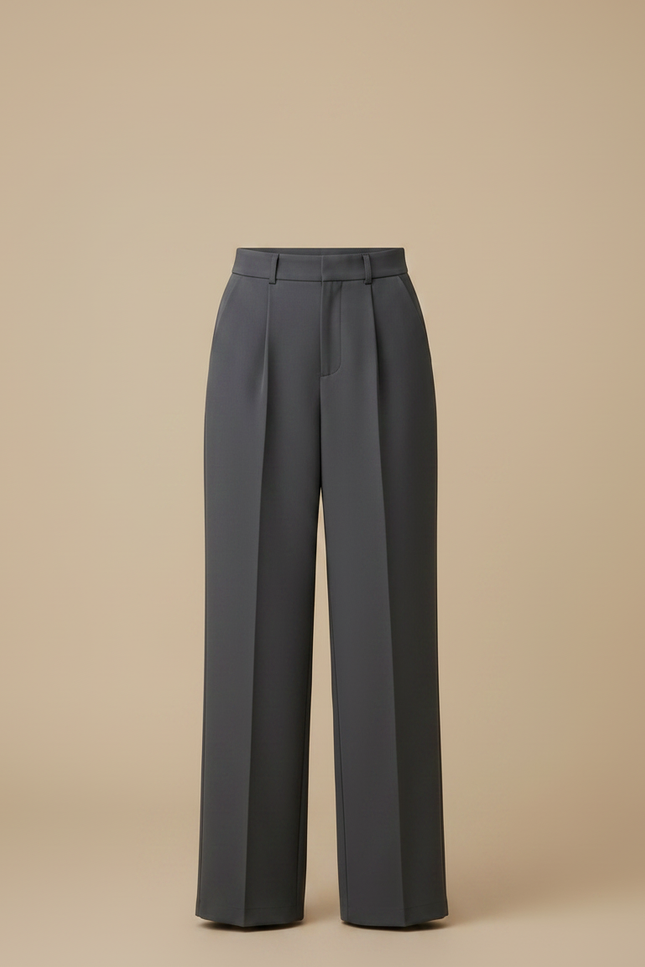 Pantalon À Pince Gris Anthracite Ample Plissé Fluide Femme - Gabardine - vue 3