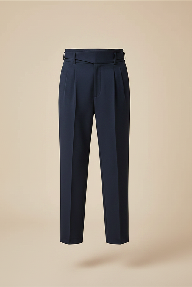Pantalon À Pince Bleu Marine Plissé Élégant Garçon - Gabardine - vue 3
