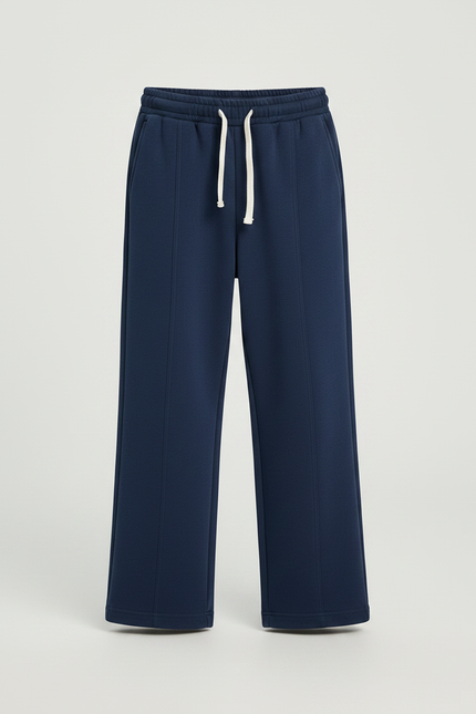 Pantalon À Pince Bleu Marine Droit Décontracté Enfant - Molleton - vue 3