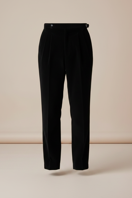 Pantalon À Pince Noir Velours Côtelé Plissé Élégant Homme - Cordé - vue 3