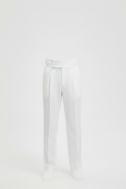 Pantalon À Pince Blanc Plissé Élégant Décontracté Enfant - Gabardine - vue 3