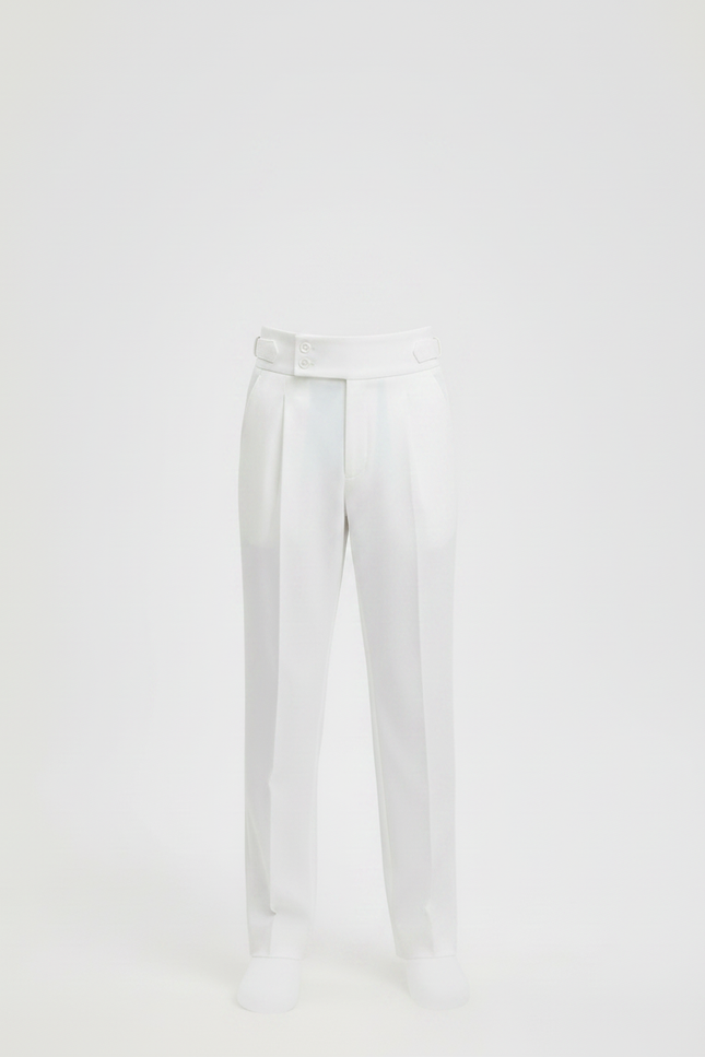 Pantalon À Pince Blanc Plissé Élégant Décontracté Enfant - Gabardine - vue 3