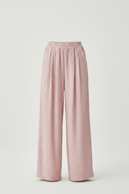 Pantalon À Pince Rose Plissé Ample Fluide Fille - Polyester - vue 3