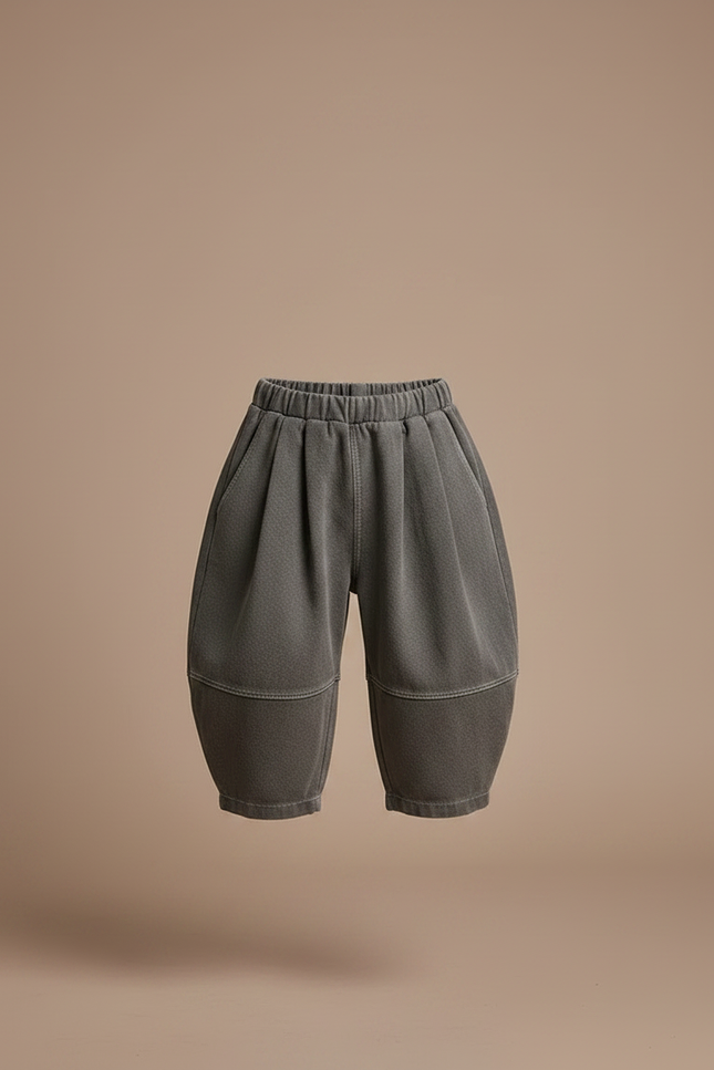 Pantalon À Pince Gris Ample Décontracté Enfant - Molleton - vue 3