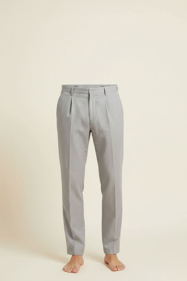 Pantalon À Pince Gris Clair Ample Décontracté Homme - Gabardine - vue 3