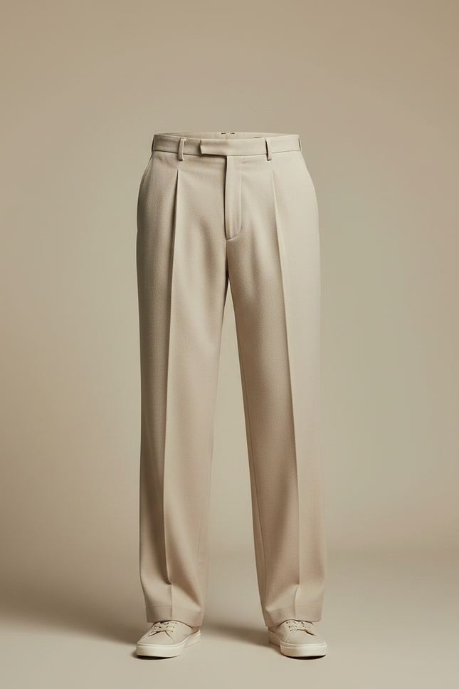 Pantalon À Pince Beige Ample Plissé Homme Élégant - Gabardine - vue 3