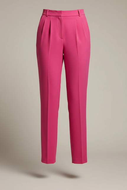 Pantalon À Pince Rose Fuchsia Taille Haute Fluide Femme - Polyester - vue 3