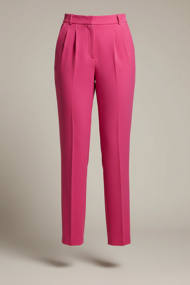 Pantalon À Pince Rose Fuchsia Taille Haute Fluide Femme - Polyester - vue 3