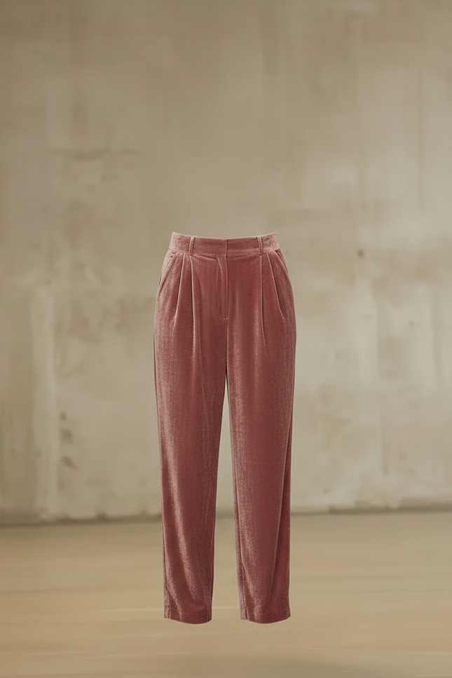 Pantalon Velours À Pinces Femme - Rose - vue 3