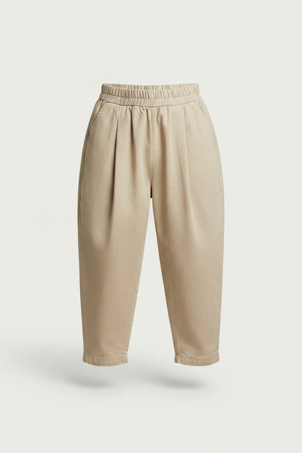 Pantalon À Pince Beige Ample Coton Enfant - Toile - vue 3