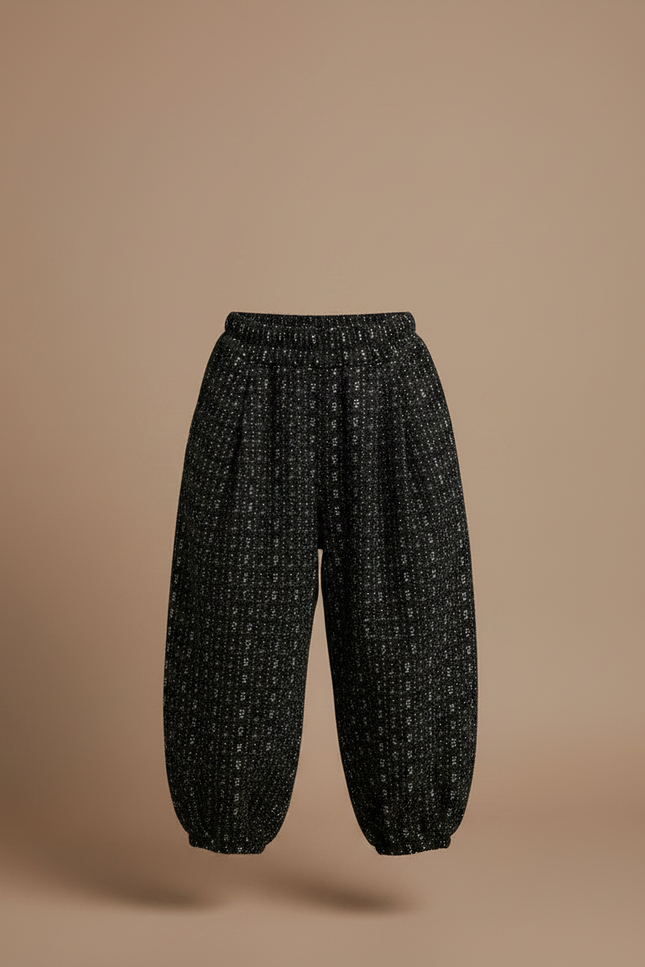 Pantalon À Pince Noir Imprimé Fluide Hiver Fille - Tweed - vue 3
