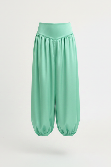 Pantalon À Pince Vert Satiné Ample Enfant Danse Orientale - vue 3