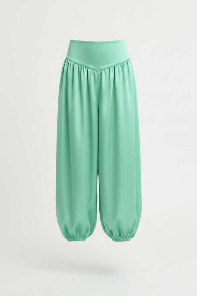 Pantalon À Pince Vert Satiné Ample Enfant Danse Orientale - vue 3
