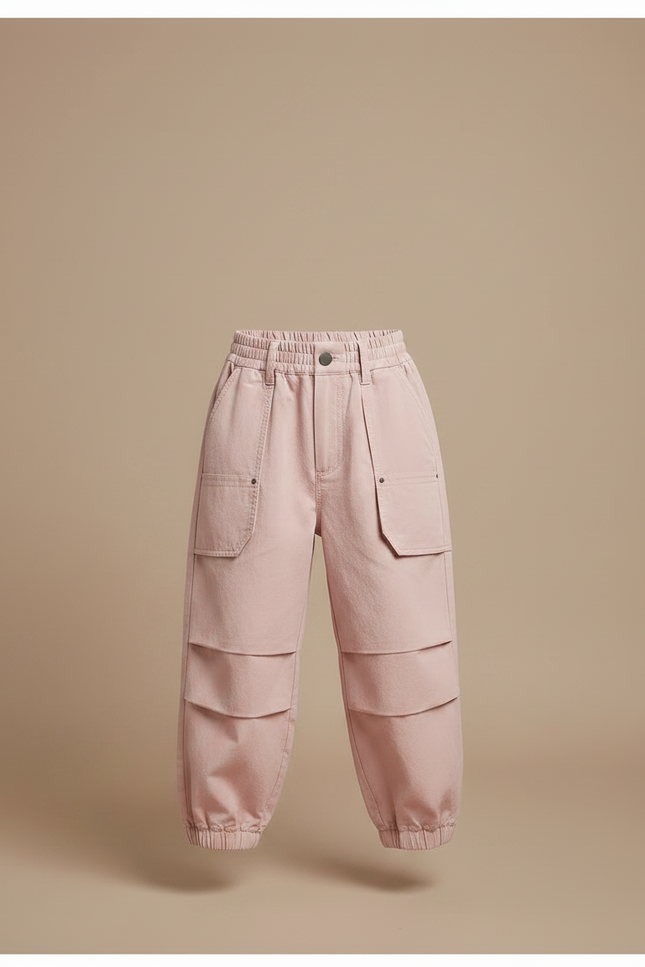 Pantalon À Pince Rose Cargo Coton Ample Enfant - vue 3
