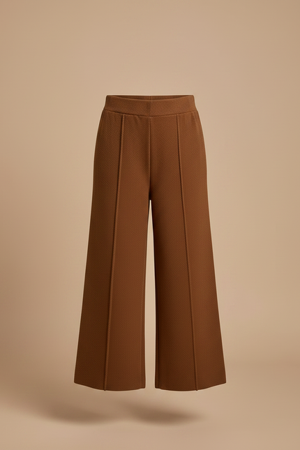 Pantalon À Pince Marron Large Texturé Enfant - Maille - vue 3