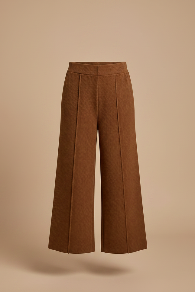 Pantalon À Pince Marron Large Texturé Enfant - Maille - vue 3