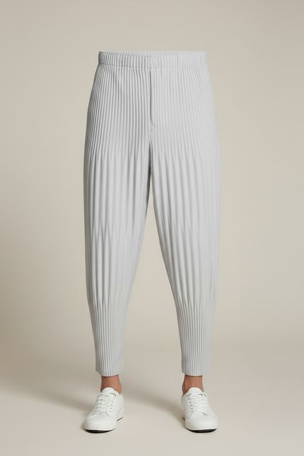 Pantalon À Pince Plissé Gris Clair Décontracté Homme - Polyester - vue 3