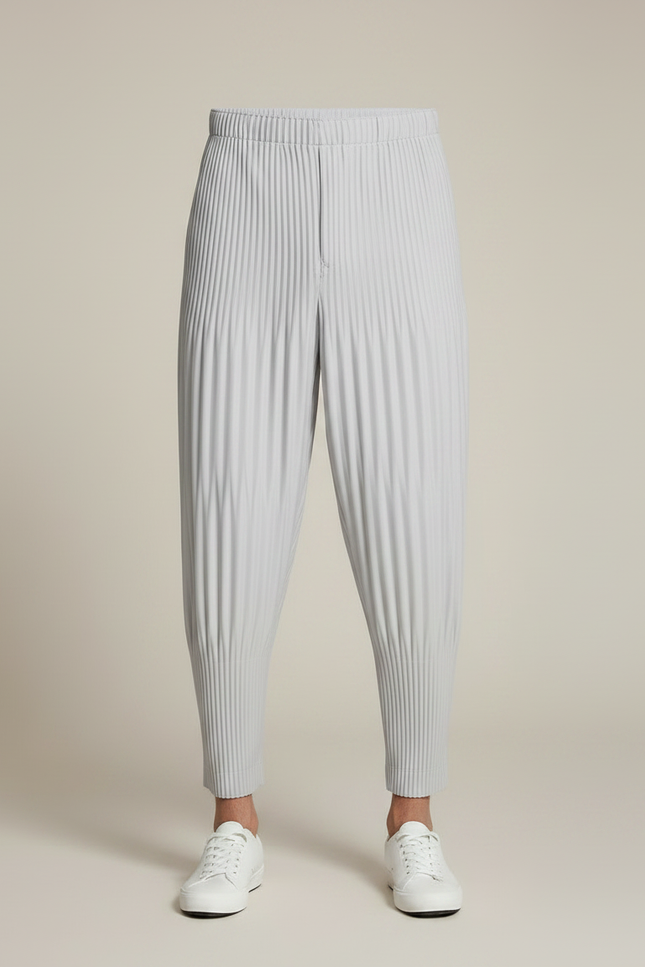 Pantalon À Pince Plissé Gris Clair Décontracté Homme - Polyester - vue 3