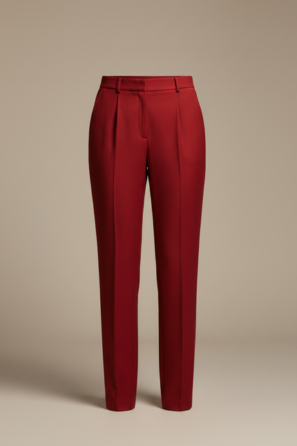 Pantalon À Pince Rouge Droit Élégant Femme - Gabardine - vue 3