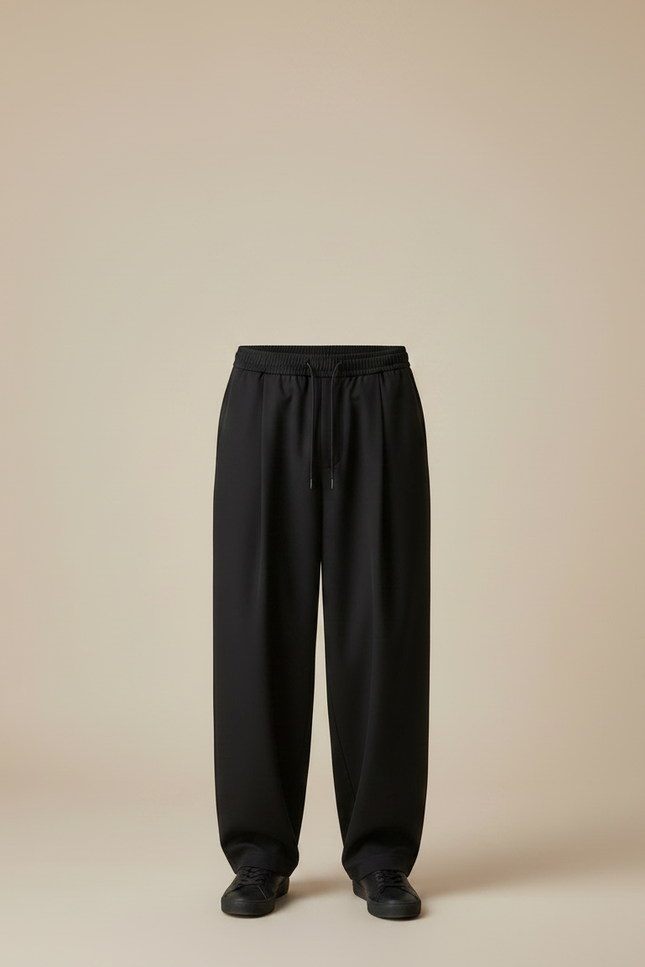Pantalon À Pince Noir Ample Décontracté Homme Cordon - Polyester - vue 3