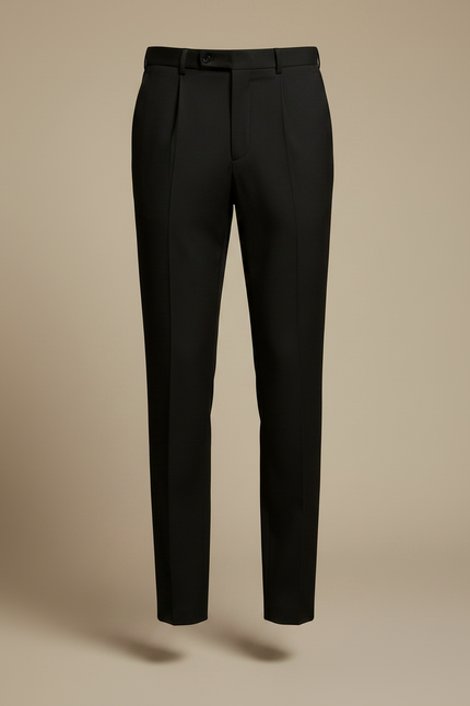 Pantalon À Pince Noir Droit Homme Élégant Plissé - Gabardine - vue 3