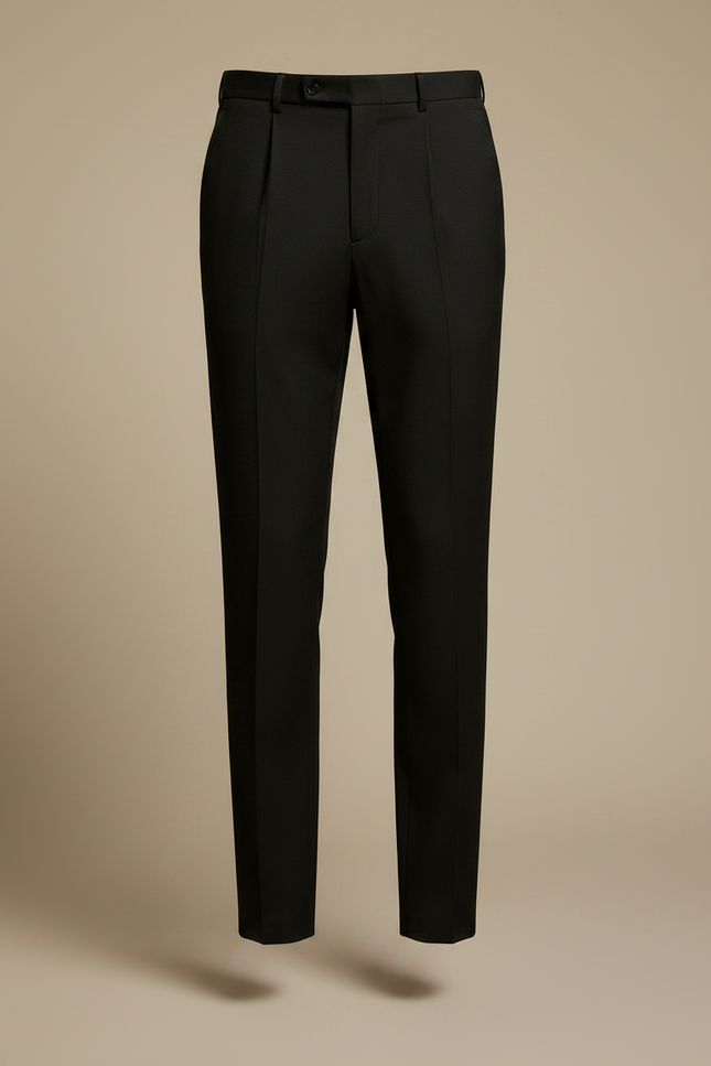 Pantalon À Pince Noir Droit Homme Élégant Plissé - Gabardine - vue 3