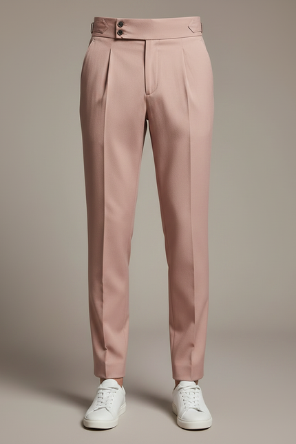 Pantalon À Pince Rose Poudré Plissé Élégant Homme - Gabardine - vue 3