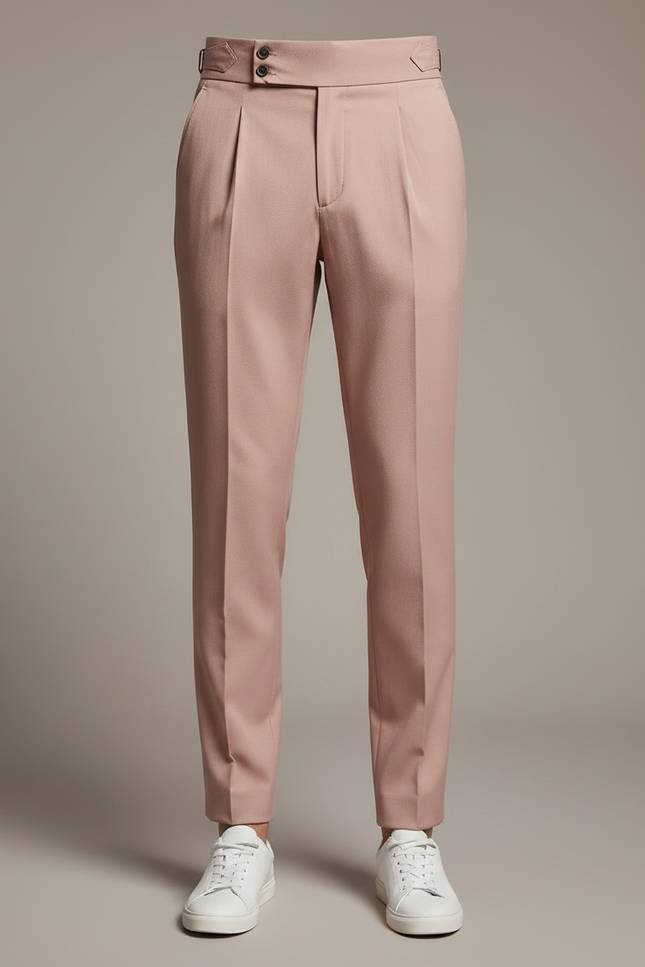 Pantalon À Pince Rose Poudré Plissé Élégant Homme - Gabardine - vue 3