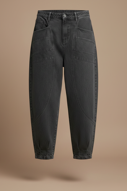 Pantalon À Pince Gris Ample Décontracté Cargo Femme - Jean - vue 3