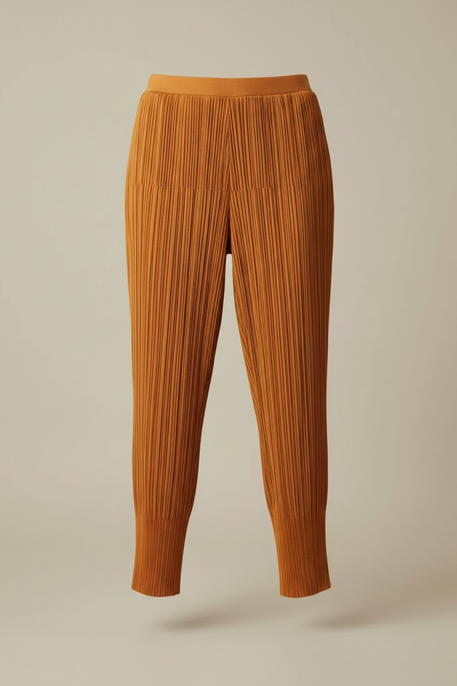 Pantalon À Pince Plissé Orange Ample Décontracté - Polyester - vue 3