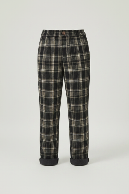 Pantalon À Pince Carreaux Écossais Chaud Doublé Molleton Garçon - Multicolore Tweed - vue 3