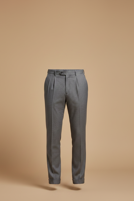 Pantalon À Pince Gris Élégant Droit Classique Homme - Laine - vue 3
