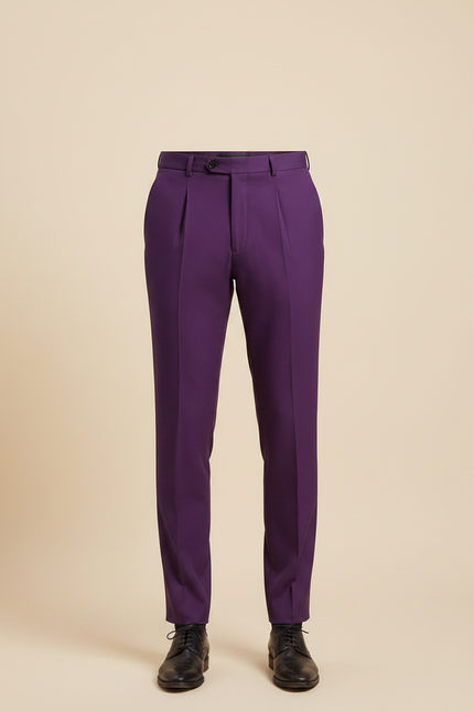 Pantalon À Pince Violet Plissé Élégant Homme - Gabardine - vue 3