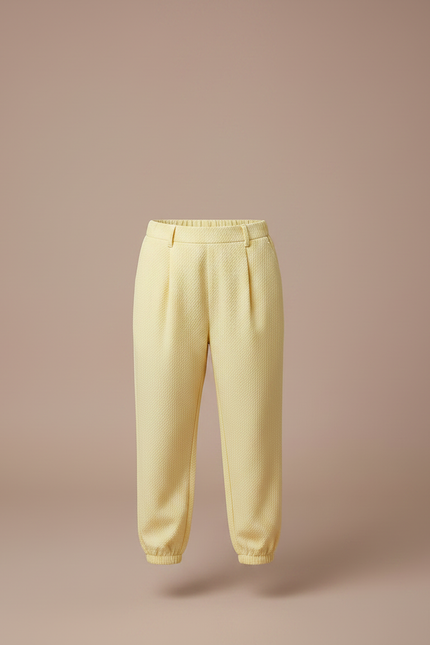 Pantalon À Pince Jaune Texturé Ample Enfant Décontracté - Coton - vue 3