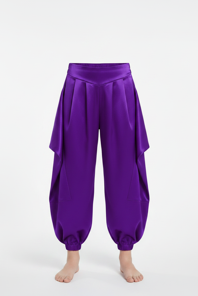 Pantalon À Pince Violet Satiné Ample Enfant Harem - vue 3