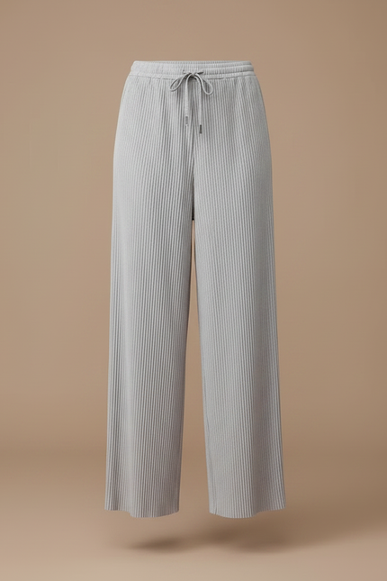 Pantalon À Pince Gris Plissé Ample Fluide Décontracté - Maille - vue 3