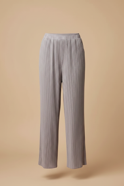 Pantalon À Pince Plissé Ample Fluide Gris Femme - Polyester - vue 3