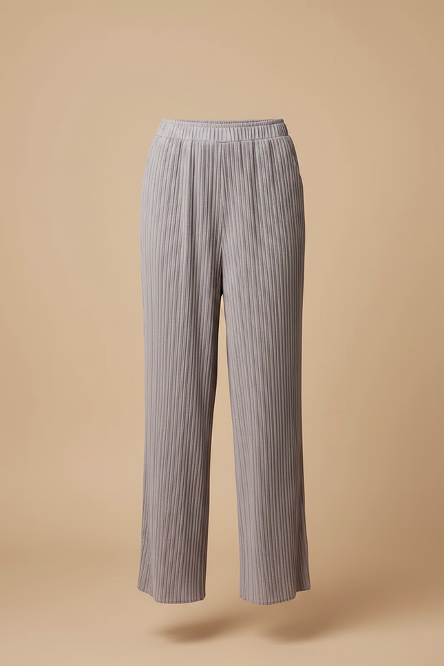 Pantalon À Pince Plissé Ample Fluide Gris Femme - Polyester - vue 3