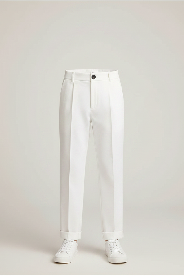 Pantalon À Pince Blanc Coton Droit Élégant Enfant - vue 3