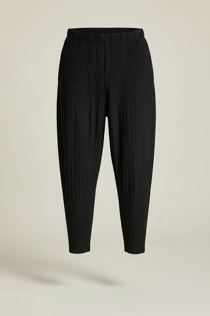 Pantalon À Pince Noir Plissé Ample Décontracté Homme - Polyester - vue 3