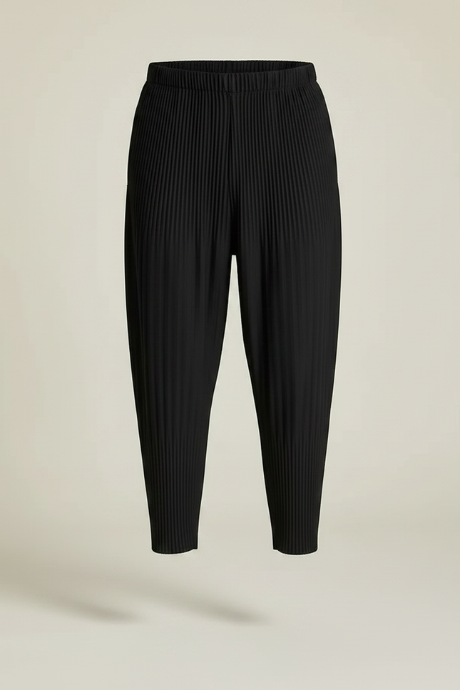 Pantalon À Pince Noir Plissé Ample Décontracté Homme - Polyester - vue 3