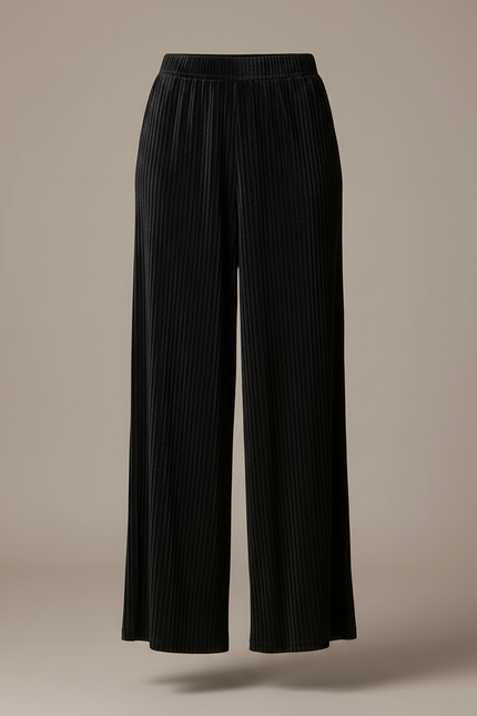 Pantalon À Pince Noir Plissé Ample Femme - Velours - vue 3