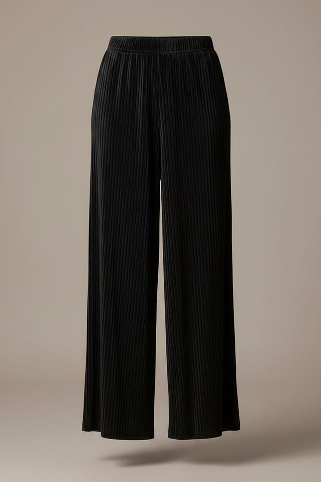 Pantalon À Pince Noir Plissé Ample Femme - Velours - vue 3