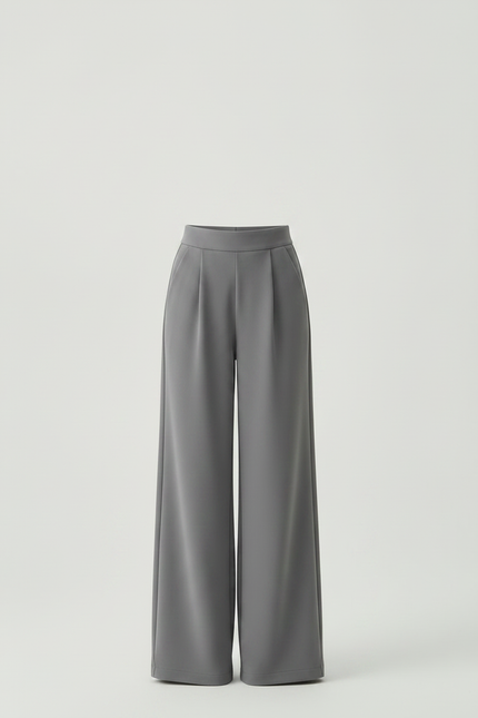 Pantalon À Pince Gris Ample Droit Fluide Fille - Polyester - vue 3