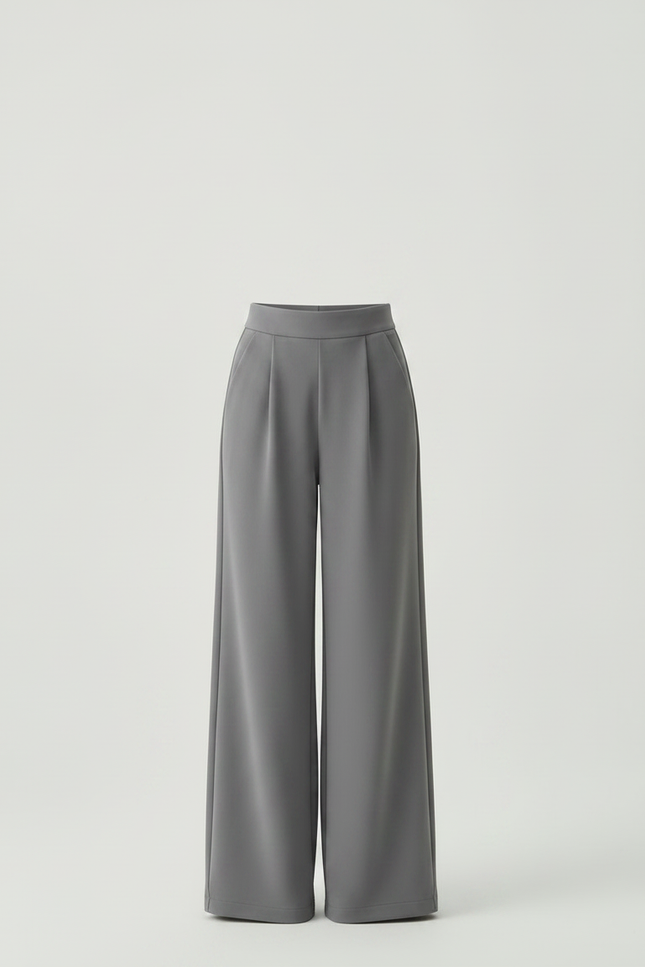 Pantalon À Pince Gris Ample Droit Fluide Fille - Polyester - vue 3